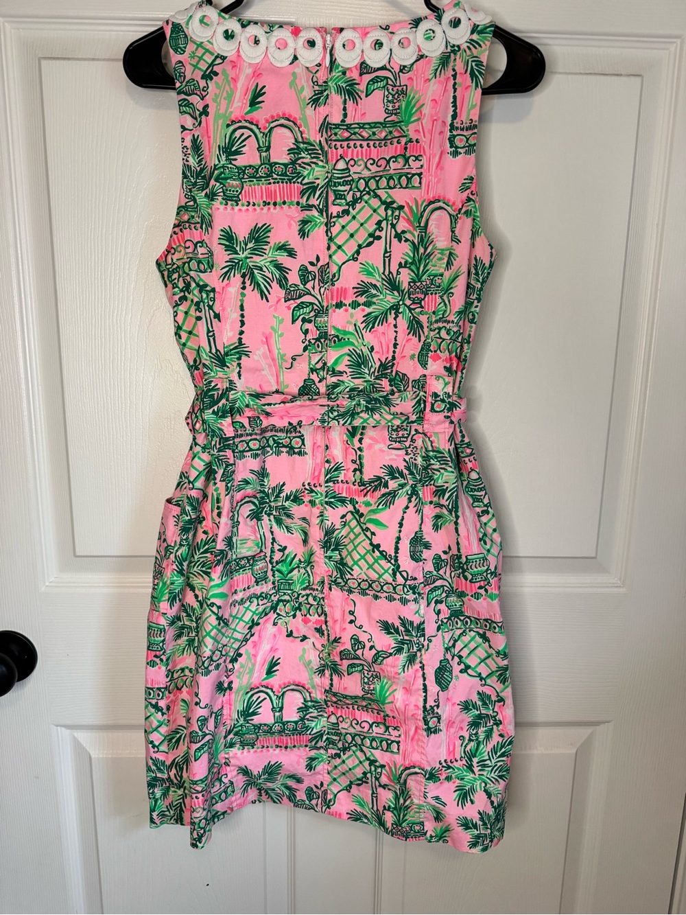 Lilly Pulitzer Pink & Green Gulianna Stretch Shift Dress with Lace Trim - Picture 2 of 6